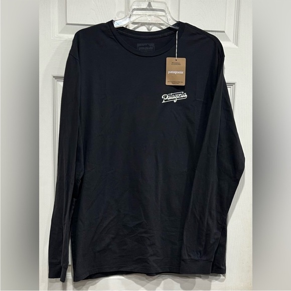 Patagonia Men's Medium Glider Long Sleeve T-Shirt Ink Black NWT Crewneck Cotton - Picture 1 of 10